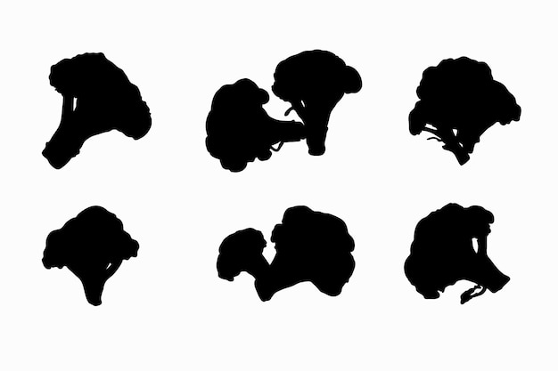 Set of silhouettes of broccoli vector design