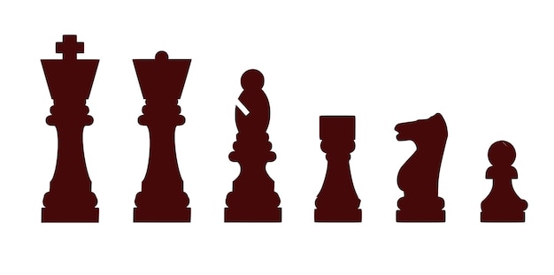 Set of silhouettes of chess pieces