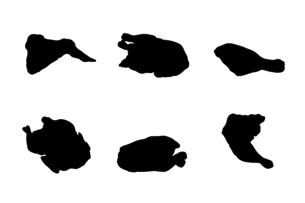 Set of silhouettes of chicken meat vector design