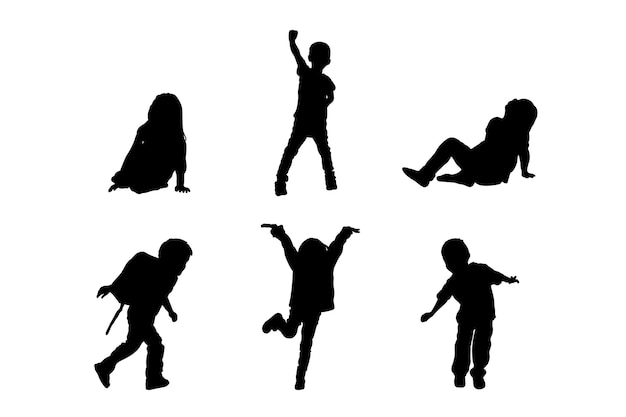 Vector set of silhouettes of children vector design