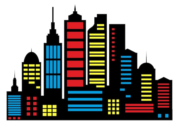 Vector a set of silhouettes of city buildings background cities flourishing