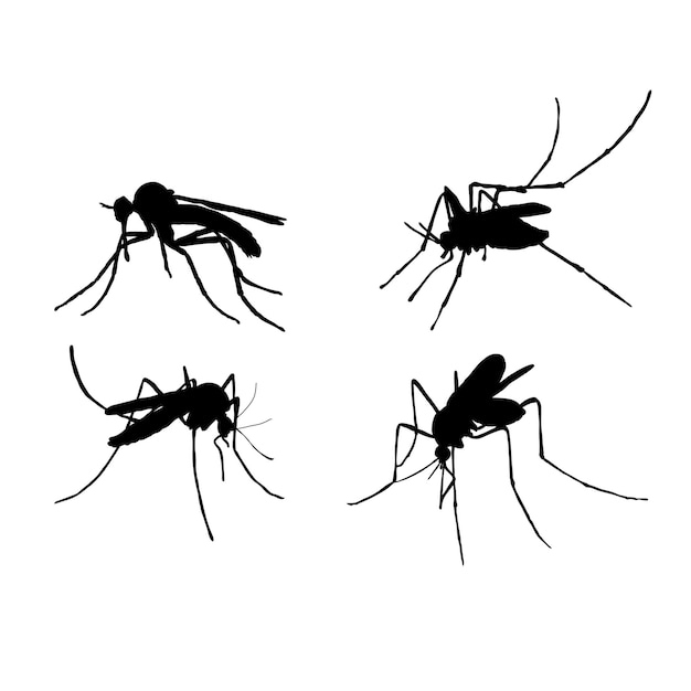 Set of silhouettes of insects mosquitoes vector design