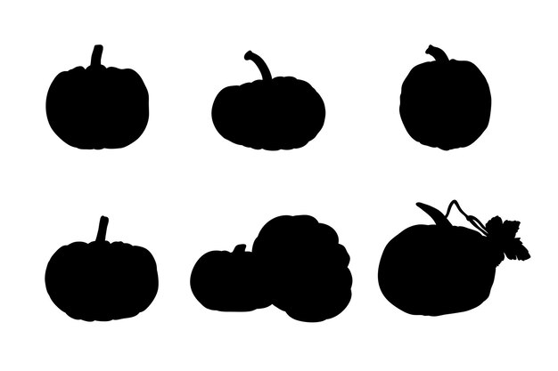 Vector set of silhouettes of pumpkin fruit vector design
