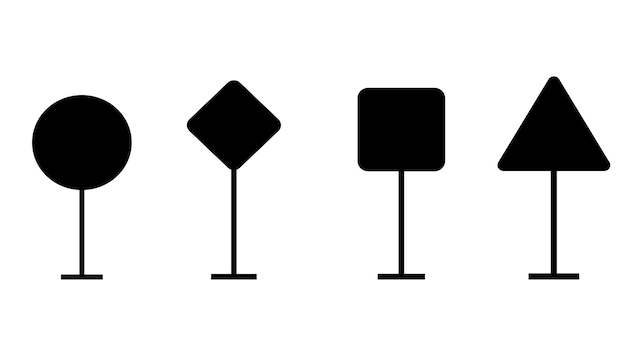 Vector set of silhouettes of road signs vector illustration