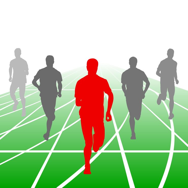Vector set of silhouettes runners on sprint men vector illustration