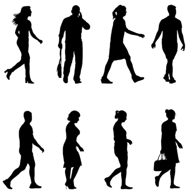 Set of silhouettes runners on sprint men vector illustration