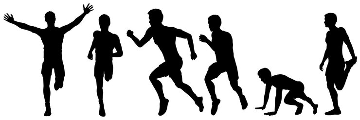 Vector set of silhouettes of a running man