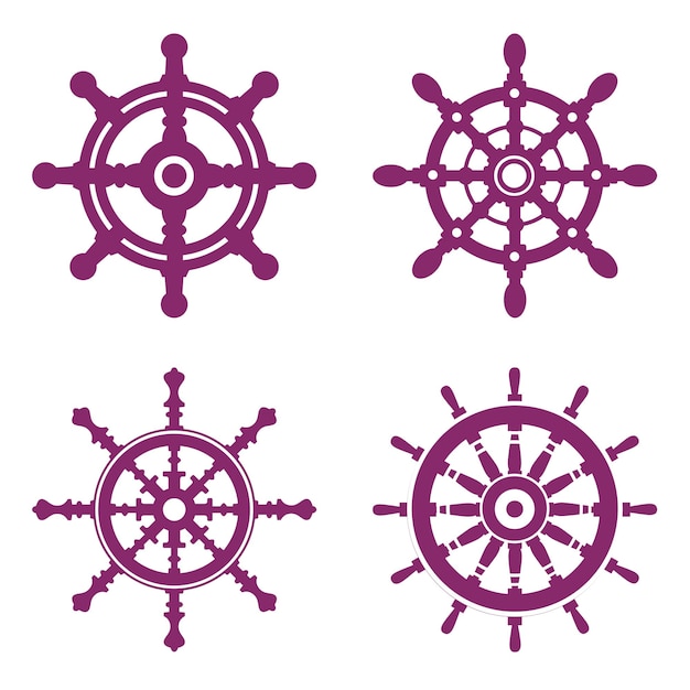 A set of silhouettes of a ship's helm