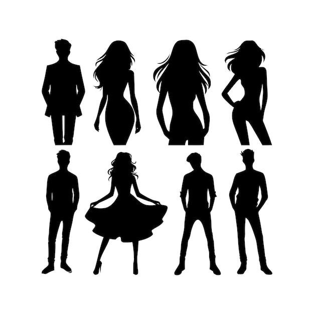 Set of silhouettes vector design