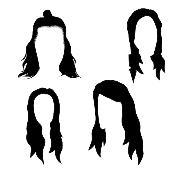 A set of silhouettes of a woman's head.