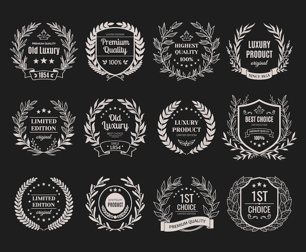 Vector set of silver emblems