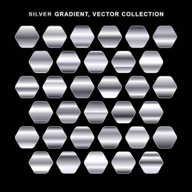 Set of silver foil texture background realistic silver shiny and bright gradient