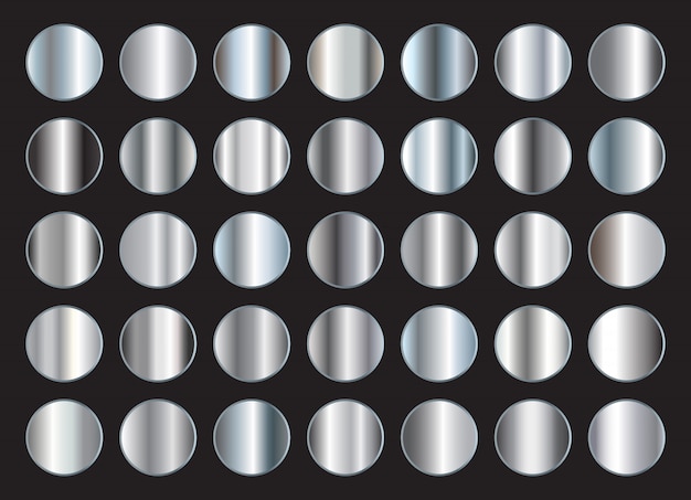 Vector set of silver gradients