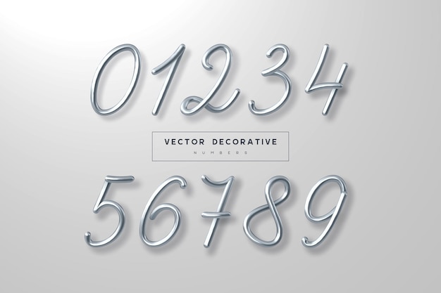 Vector set of silver metallic numbers.