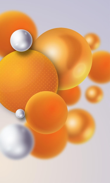 Vector set silver and orange ball flying