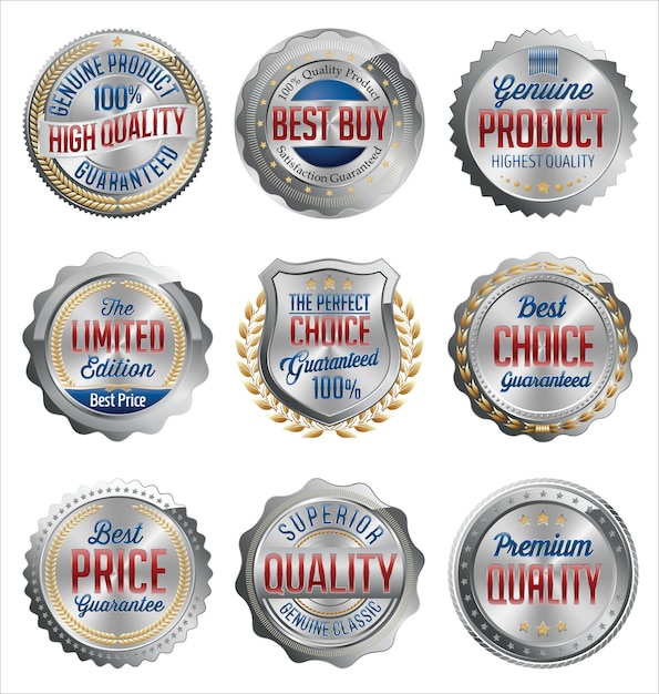 Vector set of silver retail badges