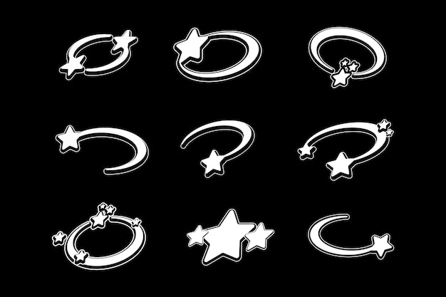 Vector a set of silver rings with the words star and ring on the bottom.