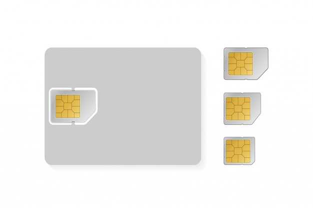 Vettore insieme di oggetti sim card in stile piatto