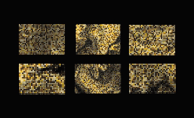 Набор простых абстрактных золотых градиентных полутонов точечной текстуры Векторная иллюстрация