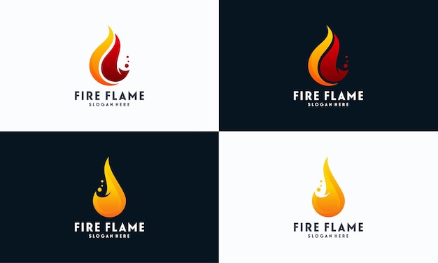 Набор концептуальных векторов дизайна логотипа Simple Fire Flame, шаблон логотипа Fire Icon