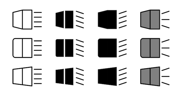 Set di semplici icone di torcia pulsanti simboli di sorgente luminosa vettore isolato su sfondo bianco