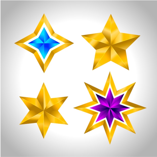 Set of simple gold colorful stars