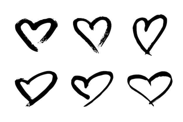 Набор простых вручную нарисованных иллюстраций с рисунком сердца Scribble heart doodle Love clipart