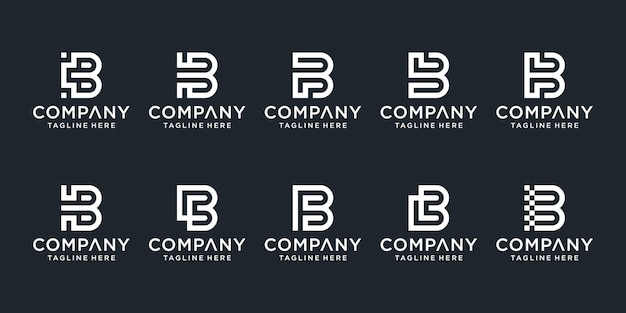 Set of simple letter b logo template.