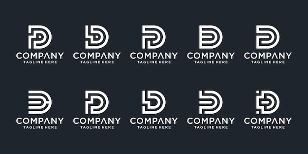 Set of simple letter d logo template.