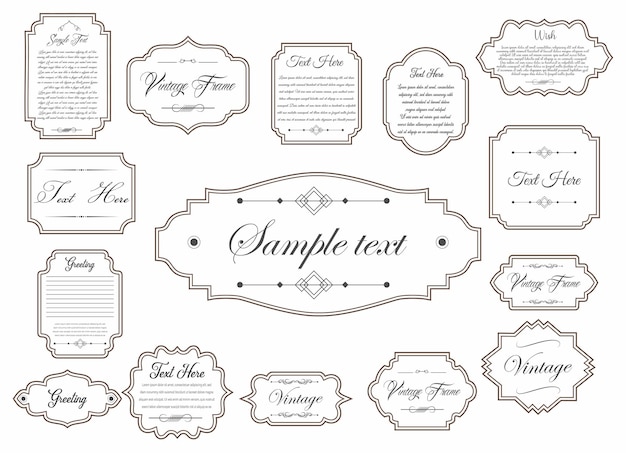 Set of simple line frames with double stroke easily editable vector edges with editable line thickness collection of vertical blank templates to decorate text greeting or wedding frames