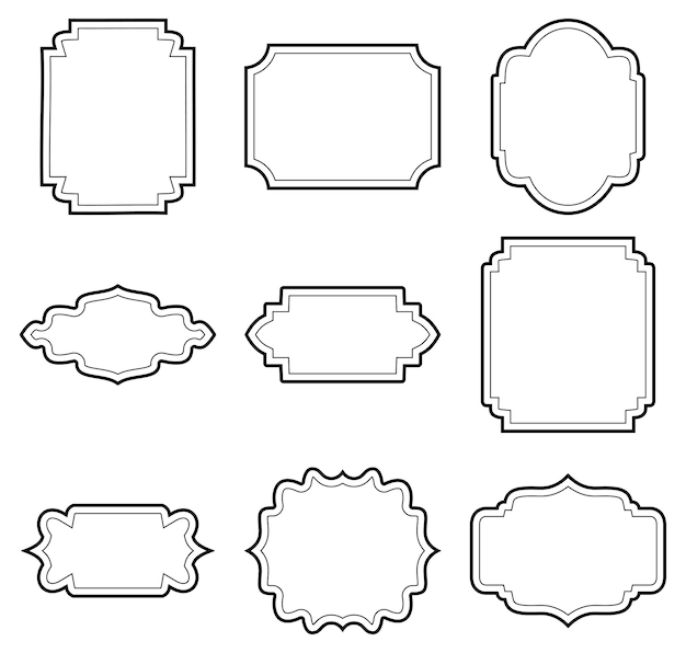 Vector set of simple line frames with double stroke easily editable vector edges with editable line thickness collection of vertical blank templates to decorate text greeting or wedding frames