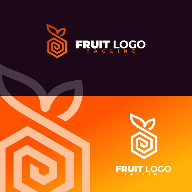 набор простых и современных фруктов логотип
