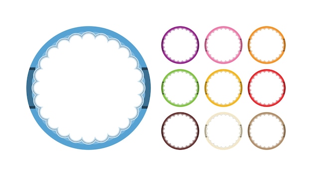 Set Of Simple Ornamental Round Sticker Plain Label Blank Seal Vector Design