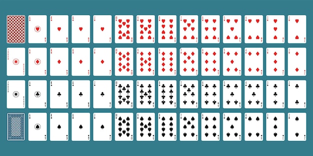 Vector a set of simple playing cards on a blue background