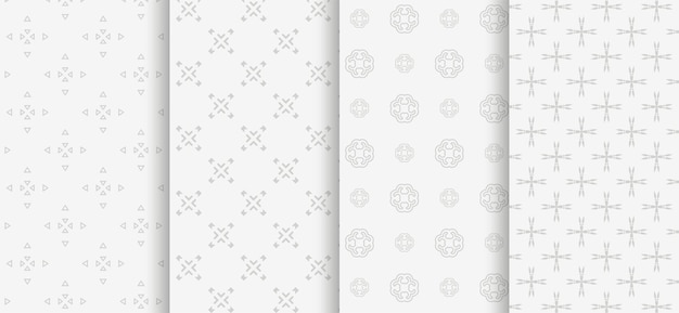 Vector set of simple seamless patterns on white