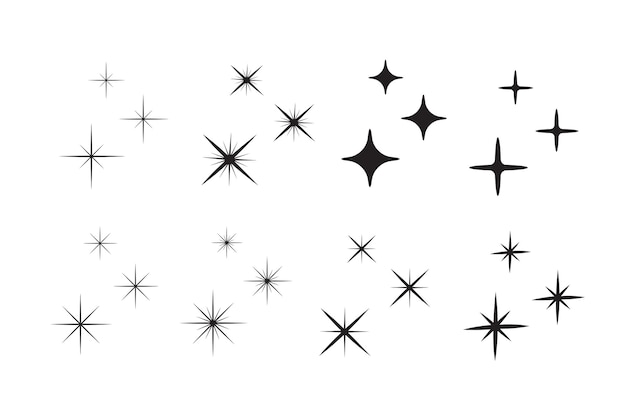 Set di stelle semplici brillano icona illustrazione vettoriale