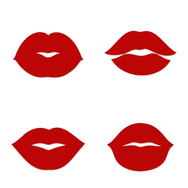 Vector set of simple vector icons with lips