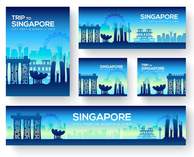 Set di singapore paesaggio paese ornamento viaggio tour