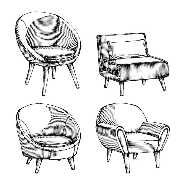 Vector set of single sofa illustration