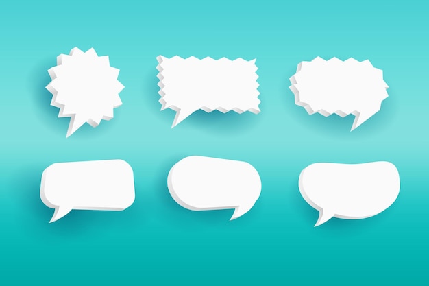 Set of Six 3D speech bubble icons isolated on orange background 3D Chat icon set