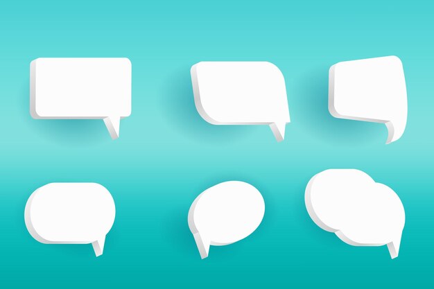 Set of Six 3D speech bubble icons isolated on orange background 3D Chat icon set