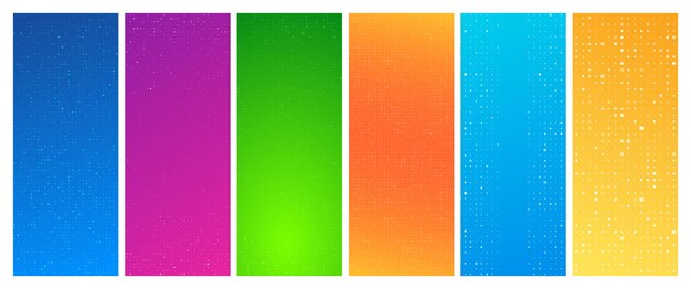 Set of six abstract gradient geometric backgrounds with squares pixel backgrounds with empty space vector illustration