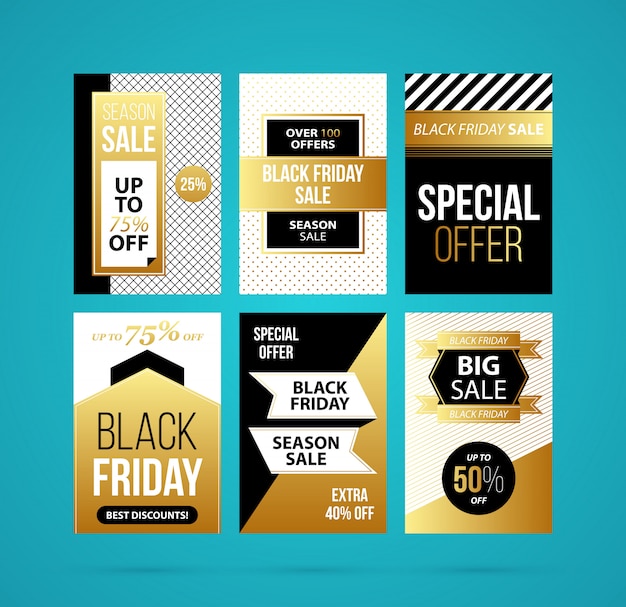 Set of six black friday banners/posters