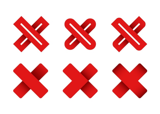 Vector set of six cross mark icon design