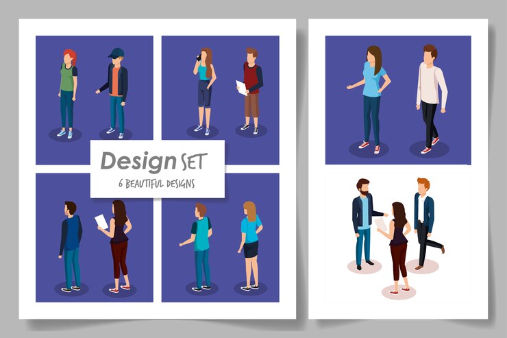 Vector set six designs of business people
