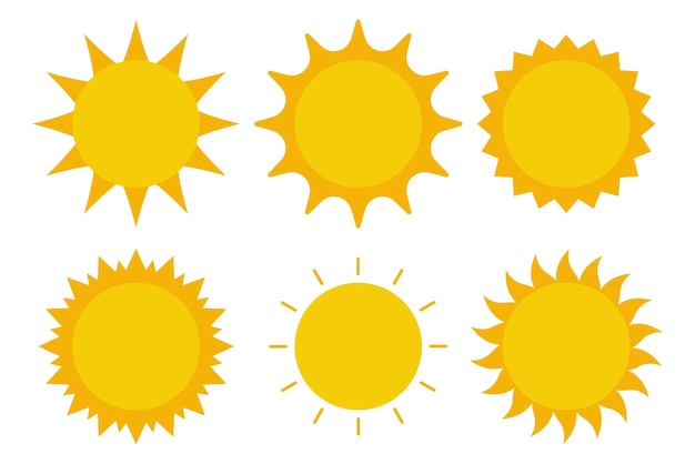 Set of six different style suns