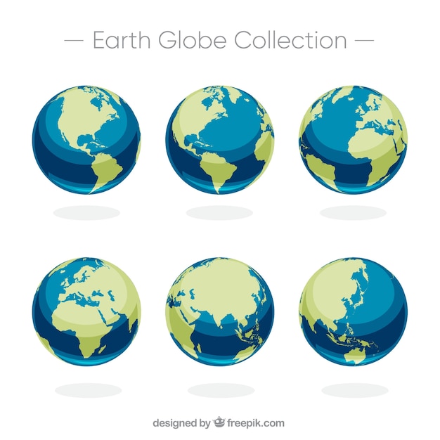 Set of six earth globes