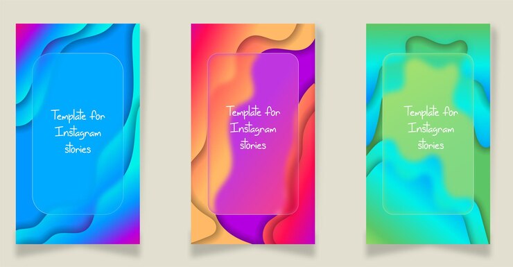 Set sjablonen voor Instagram-verhalen met volume en verloop en glasmorfisme