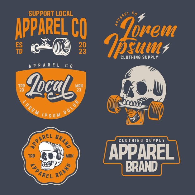 Vector set of skateboard badges design vintage emblem design editable text