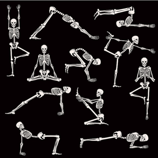 Premium Vector | Set of skeleton poses yoga